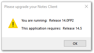 Image:Check the minimum client version for your Notes application