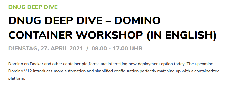 Image:DNUG Deep Dive – Domino Container Workshop in English