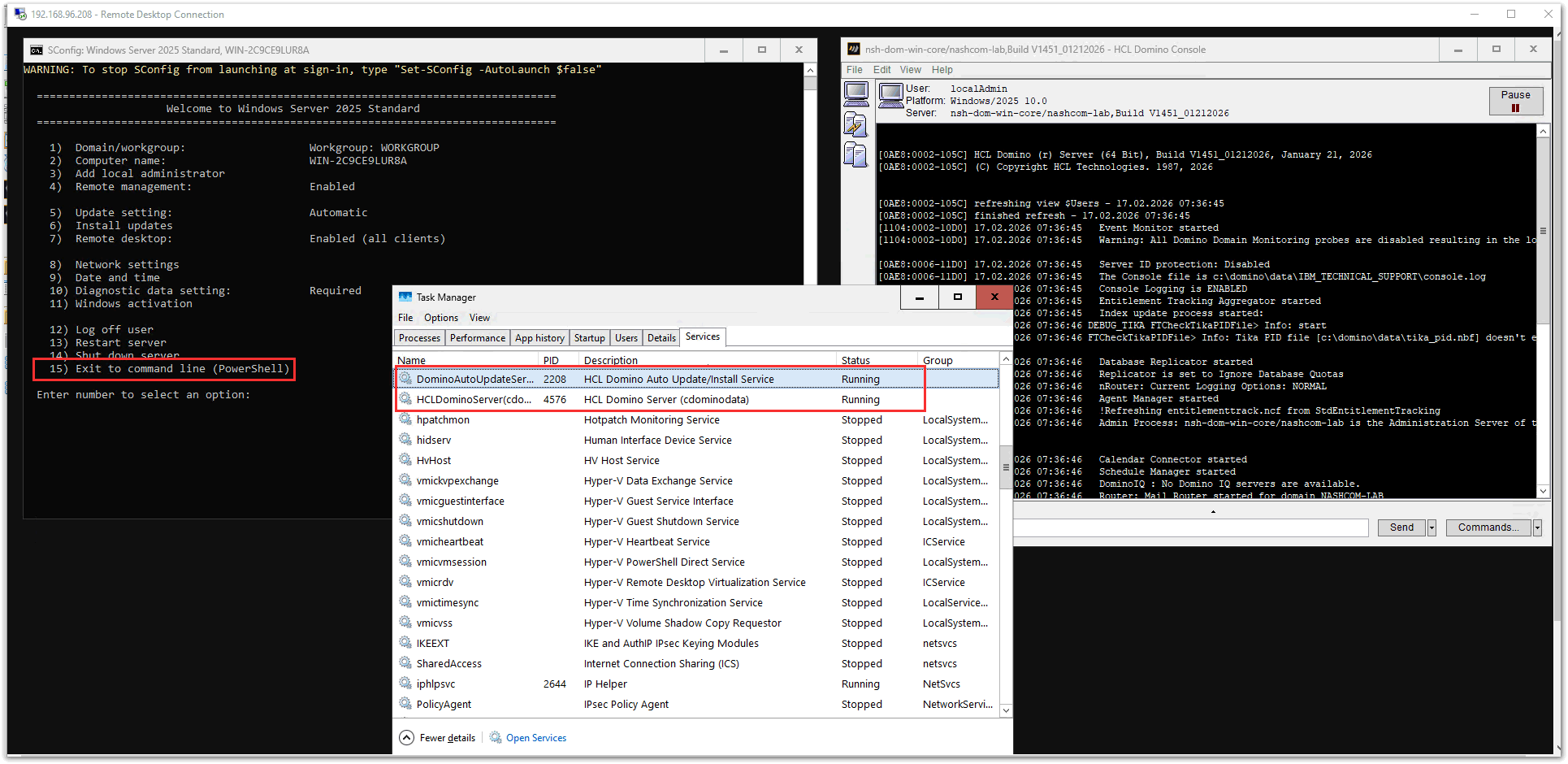 Image:Domino 14.5 is not supported on Windows Core Server