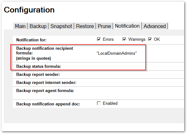 Image:Domino Backup customized and centralized logging