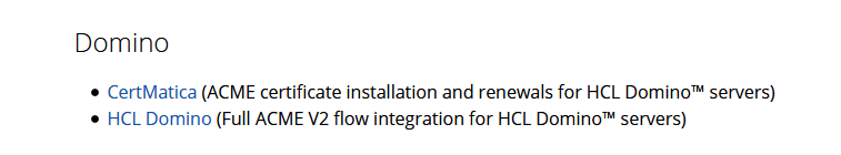 Image:Domino listed as Let’s Encrypt ACME V2 provider