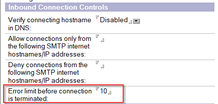 Image:Domino SMTP error limit before terminating connections