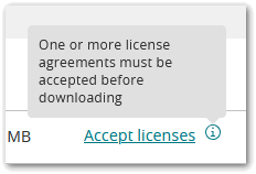 Image:My HCLSoftware download portal (MHS) requires to accept license terms